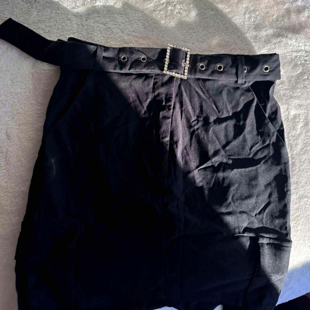 Black "Cargo" Skirt w Sparkle Buckle